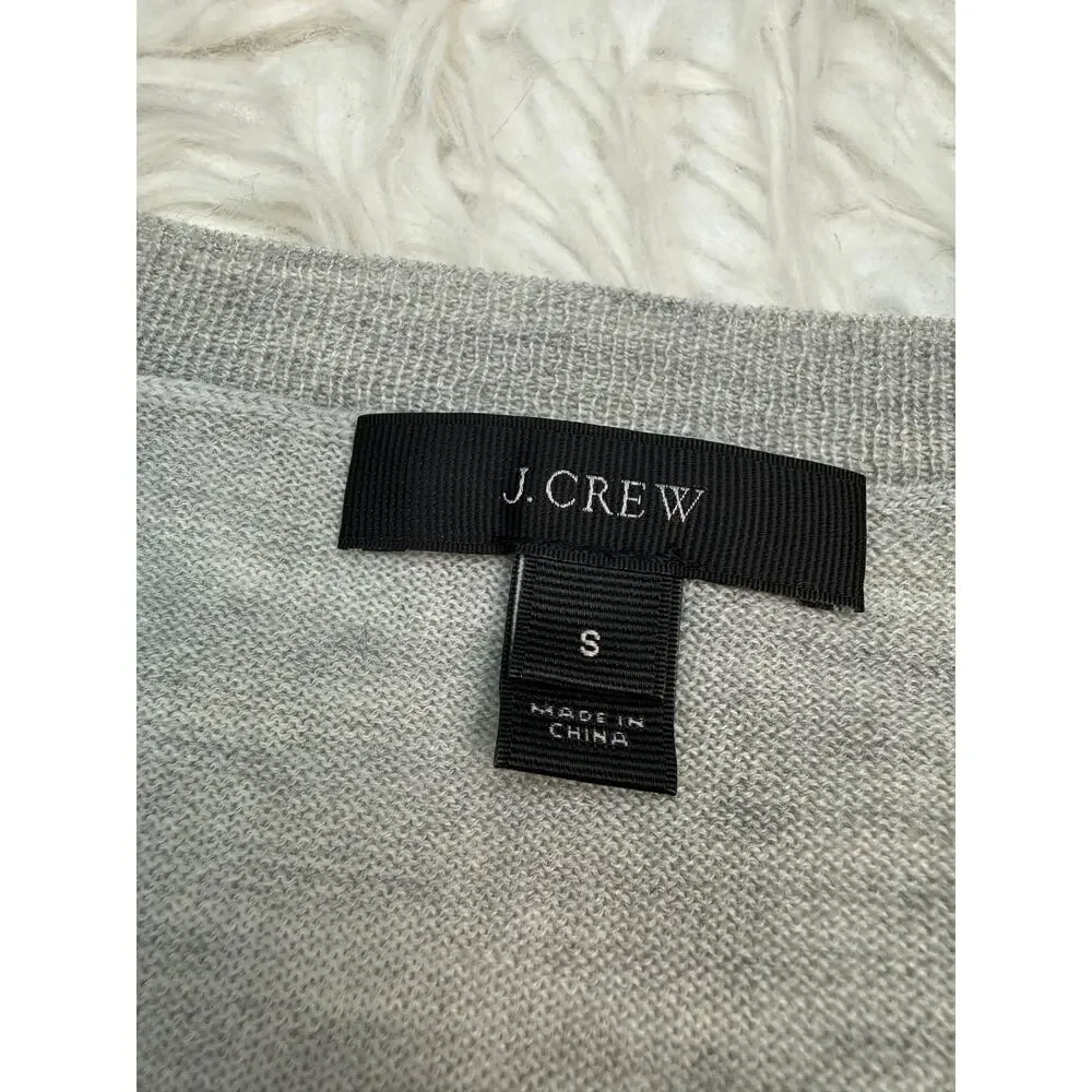 J. CREW Lightweight Merino Wool Mesh Sweater Gray Size S Style A2805 Preppy